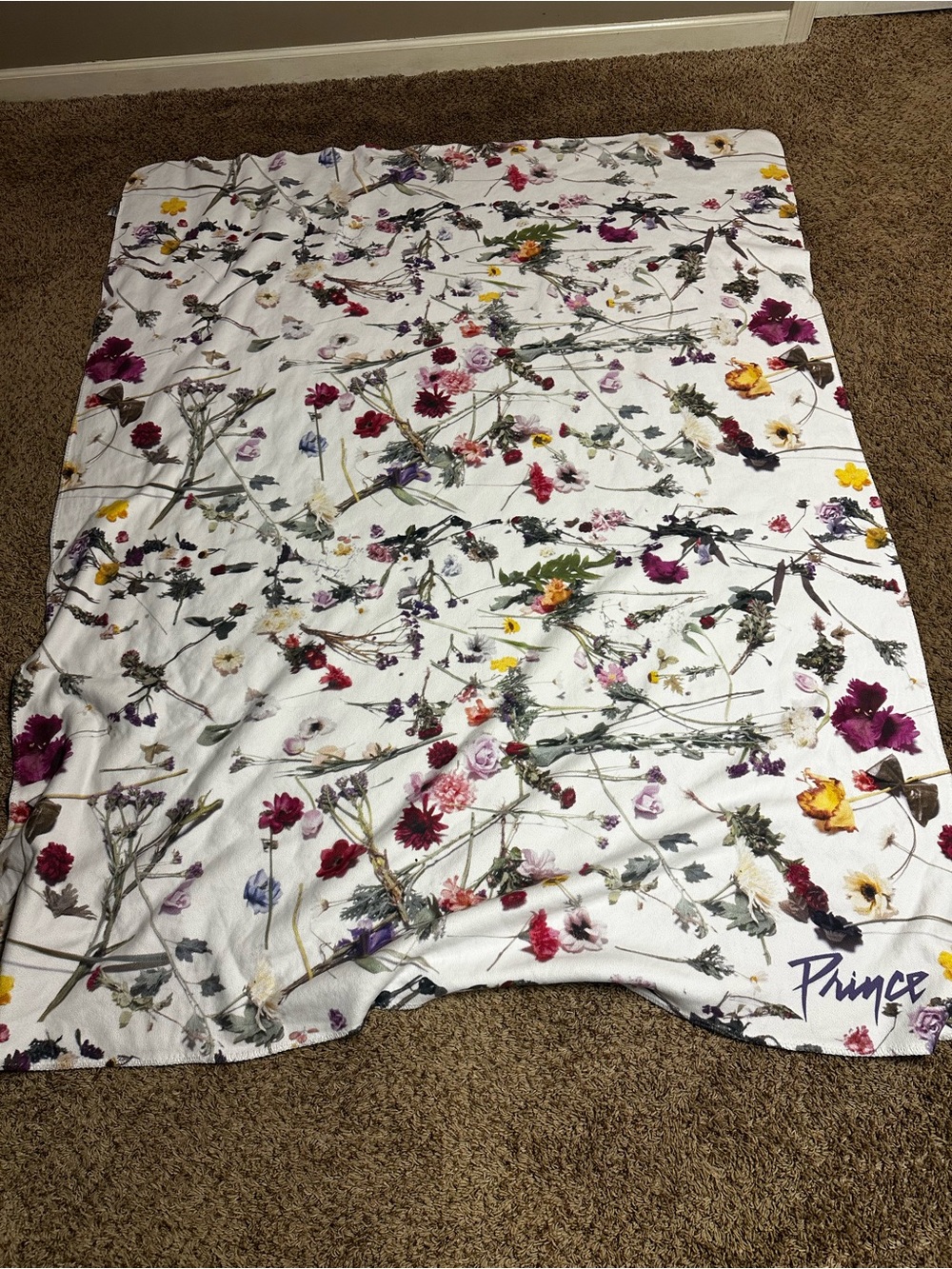 Prince the Artist Purple Rain Floral Printed Throw Blanket